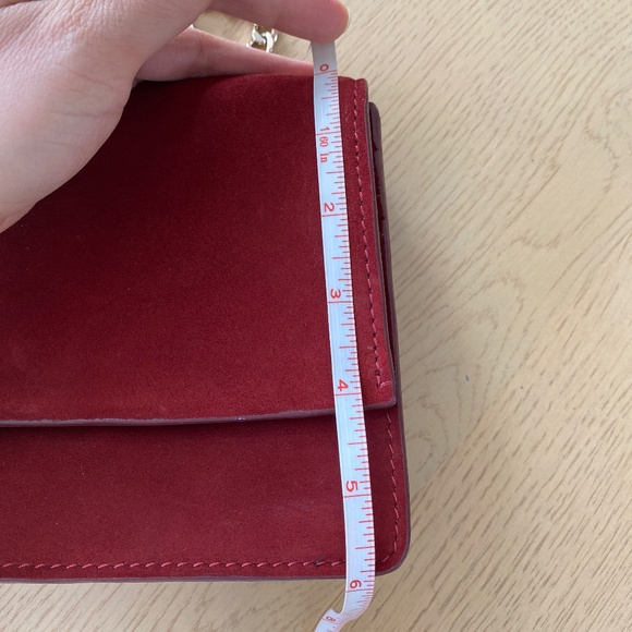 Red Zara Suede Goat Leather Gold Chain Crossbody Bag - Picture 7 of 8